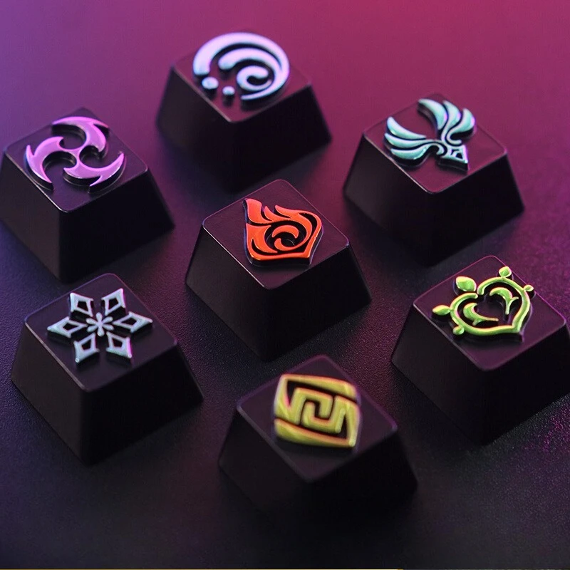 

Механическая клавиатура в стиле аниме, колпачки для клавиш серии Genshin Element, колпачки для клавиш, креативные аксессуары для клавиатуры из сплава