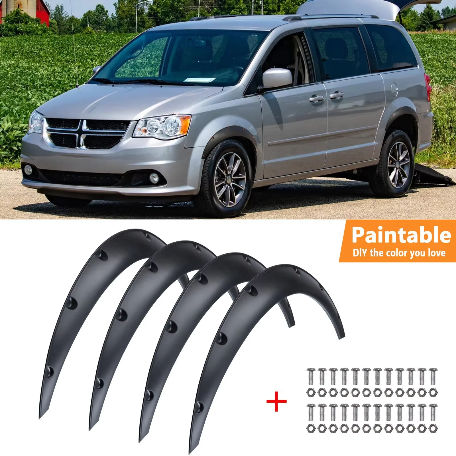 

4X 35" For Dodge Grand Caravan Matte Black Fender Flares Extra Wide Wheel Arches