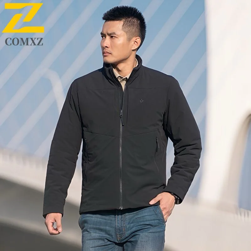 

COMXZ Windbreaker Men's Stand Collar Youth Trendy Loose Fit Casual Waterproof Windproof Coat Jackets for Hiking Camping Fishing