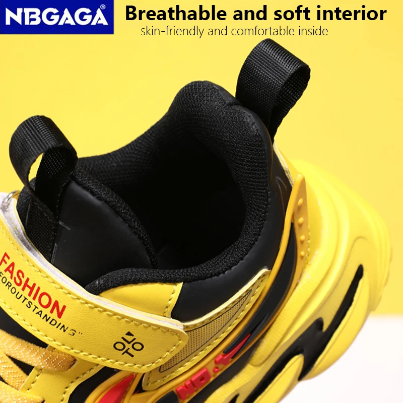 Four Season Children\'s Casual Shoes Leather Kids Boys\' Tennis Sneakers Hook&Loop Students Comfortable Walking Running Shoes