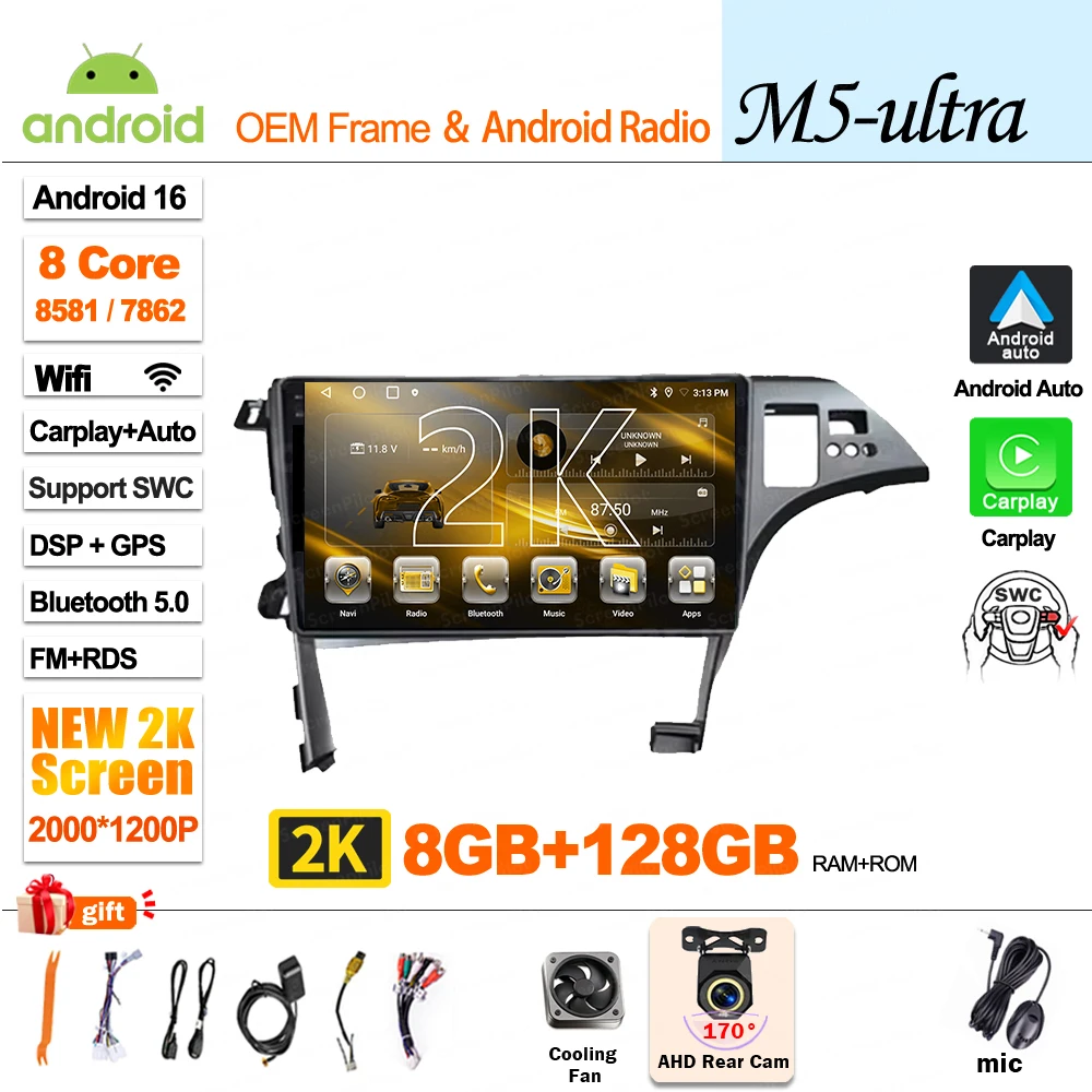 Android 16 Voor Toyota Prius 3 XW30 2009 - 2015 Stereo Head Unit Multimedia Video Player GPS Navigatie Bluetooth 8 Core Wifi 5G