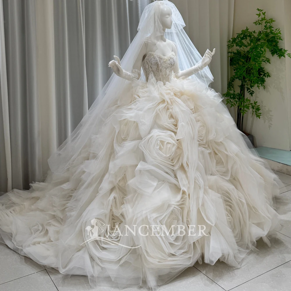 Customized Wedding Dress High Quality Sleeveless Lace Up Back Puffy Skirt Women's Ruched Court Train vestidos de novia boda