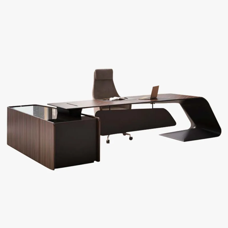 

Solid wood leather boss table, president table, simple and modern atmosphere, boss paint big class table