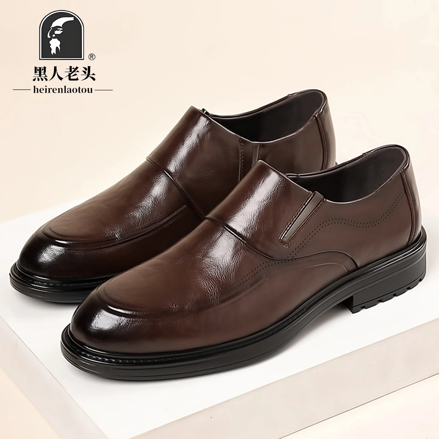 

Men's Casual Leather Shoes Soft Bottom Comfortable Breathable Shoes Middle-aged Business Fashion Single Shoes