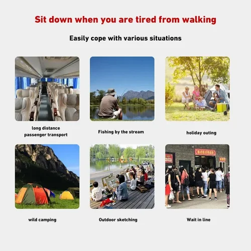 Imagen 2 del producto Silla plegable portátil para exteriores con bolsa de almacenamiento, asiento de coche para exteriores, rodamiento ligero, fuerte paseo, comodidad, equipo de Camping