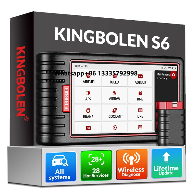

KBL S6 Auto Diagnostic Tool OBD2 Scanner for 12V Cars Vehicle SRS ABS IMMO AFS TPMS BRAKE INJEC With Lifetime Free Updates