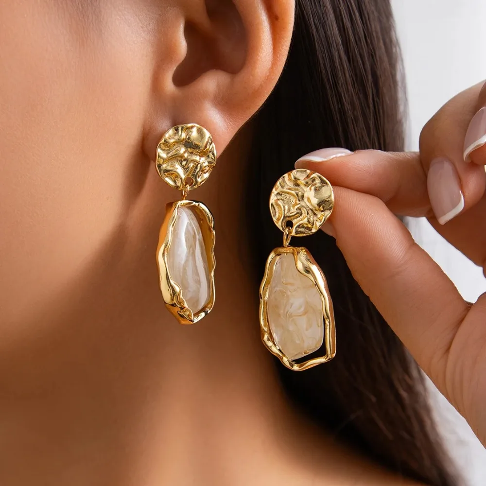 

Изысканные разноцветные акриловые серьги-капли неправильной формы для женщин, элегантные висячие серьги-пирсинг, эстетичные свадебные украшения