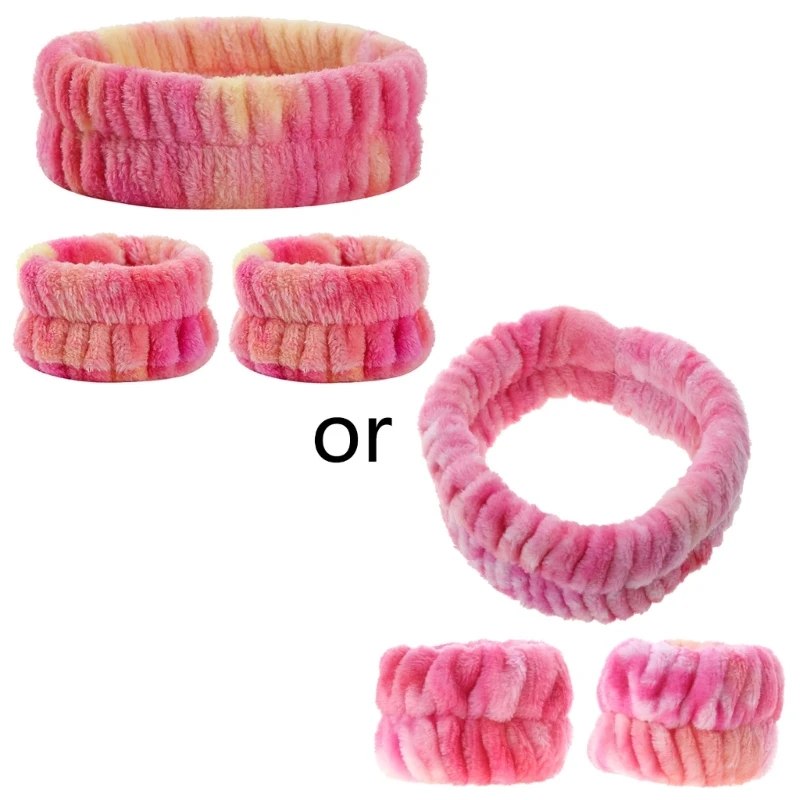 Wrists Washband Headband Scrunchies Cuffs Face Washing Wristbands Absorbent Microfiber Wash Towel for Makeup Skincare