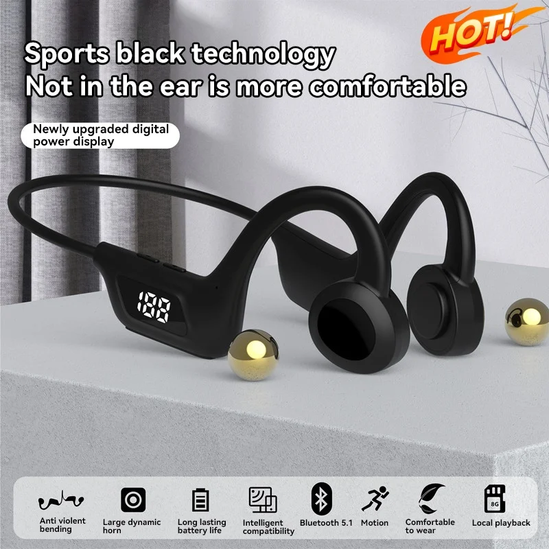 

Bone Conduction Wireless Earphone Sport Swimming Bluetooth Compatible Headphone Hand-free With Mic For Running Earbuds New