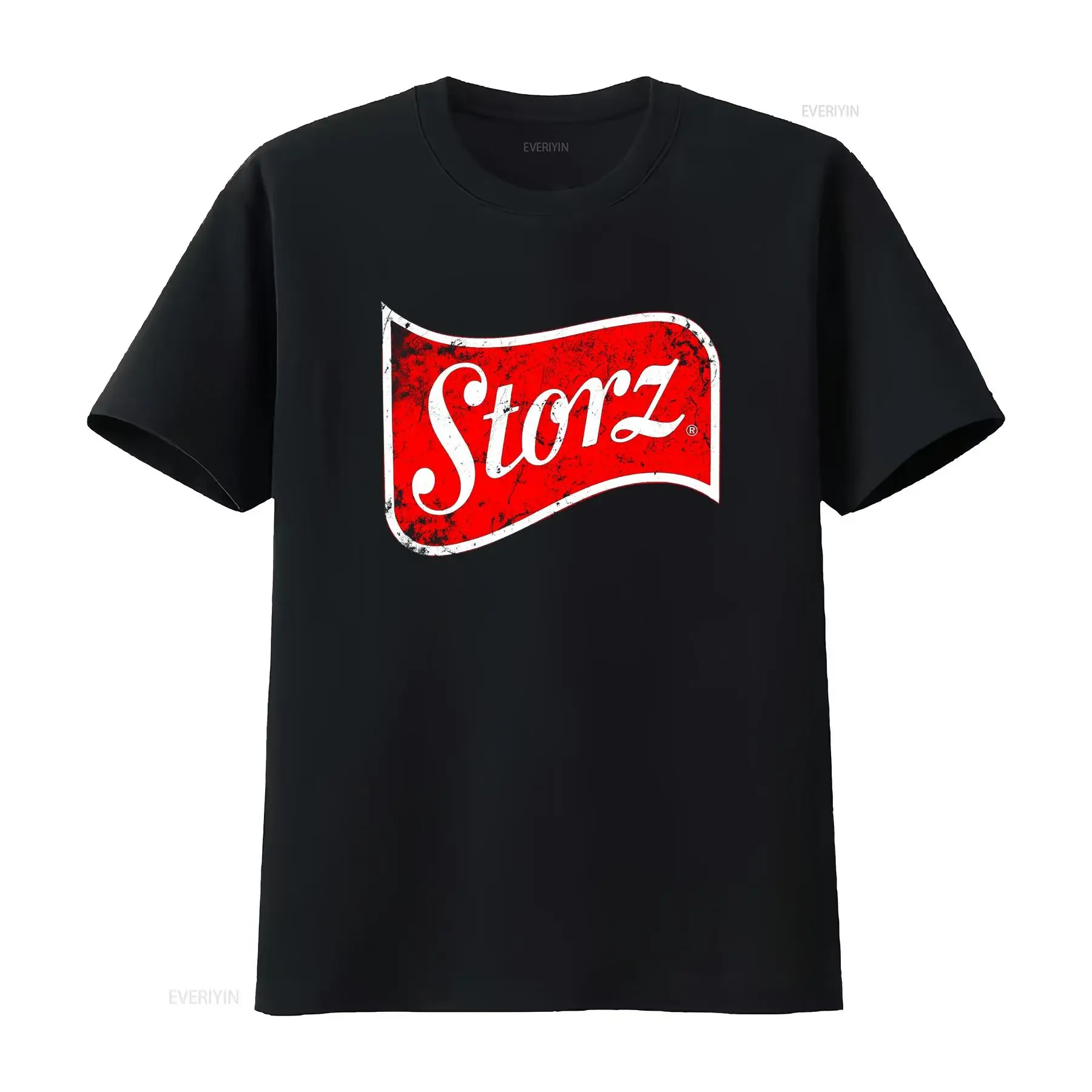 Vintage Retro Distressed Red Storz Letter Print Casual Streetwear T Shirt vintage Washed Breathable fashion Stretched