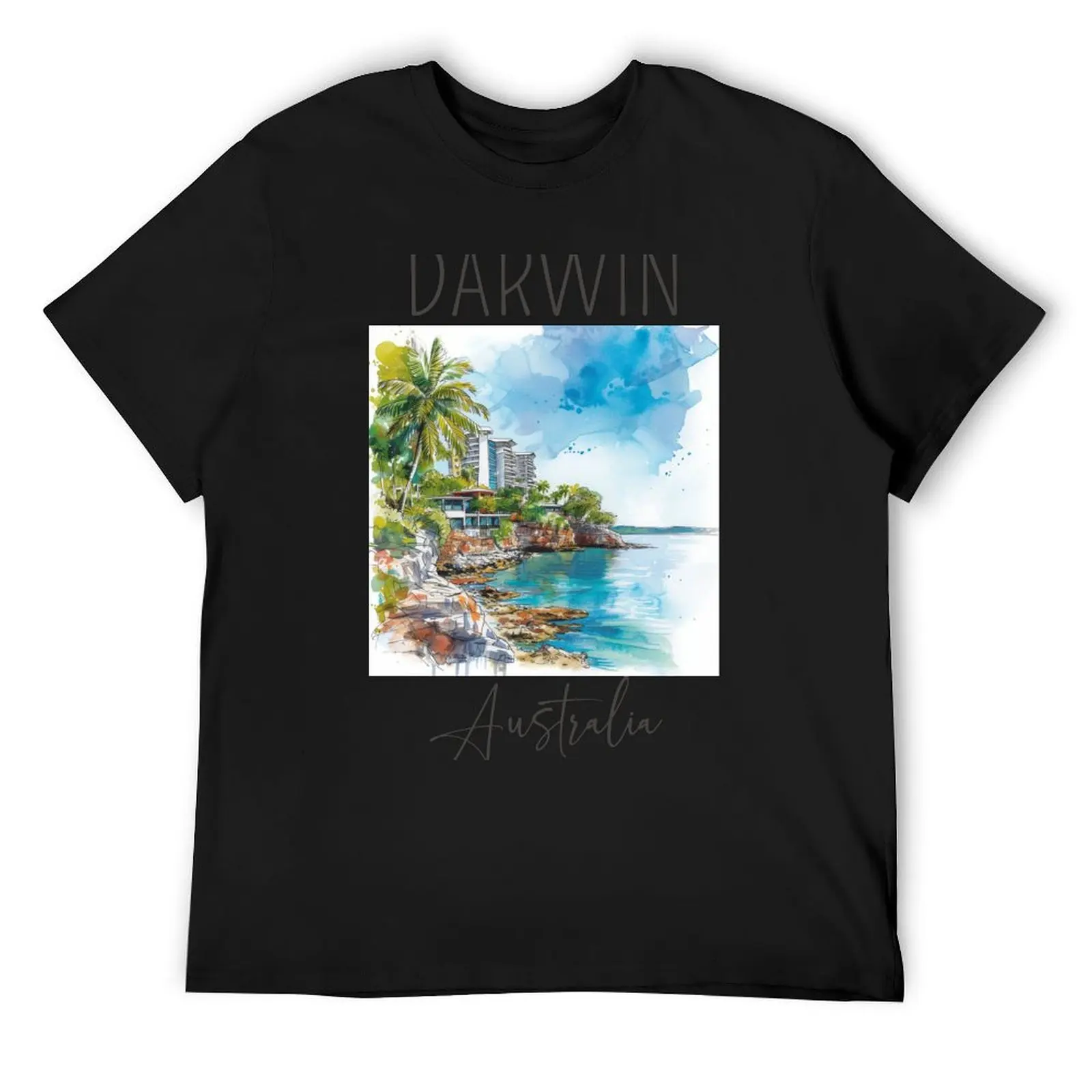 

Watercolor Design of Darwin - Australia T-Shirt basketball graphic tees Blouse cute clothes anime stuff t shirts men