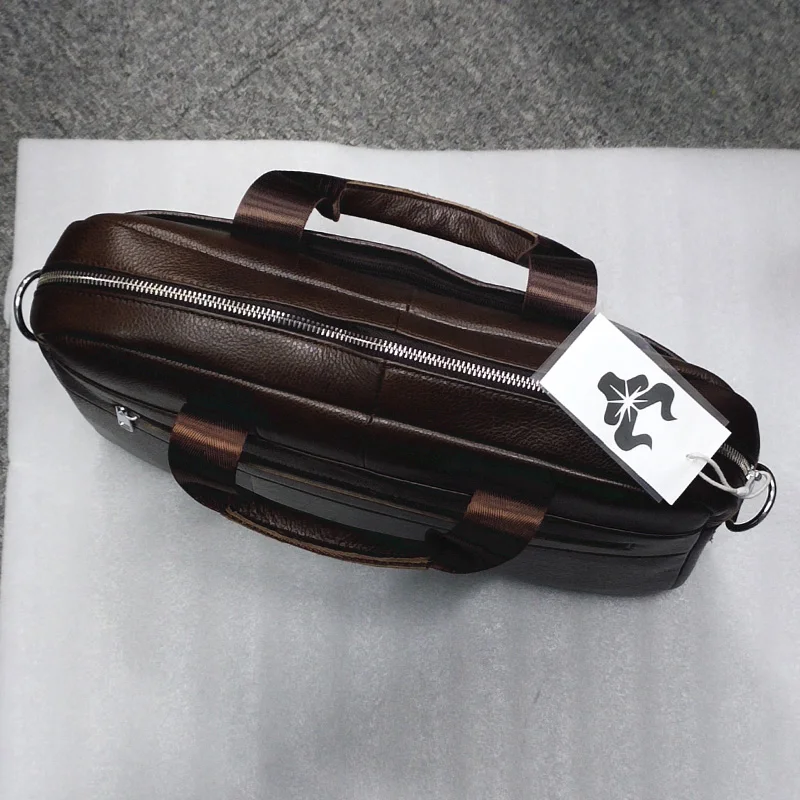 Tas Atase Pria Kulit Asli Kualitas Tinggi Tas Kantor Bisnis Tas Laptop Besar 17 "Inci Casing Kantor Portofolio Pria