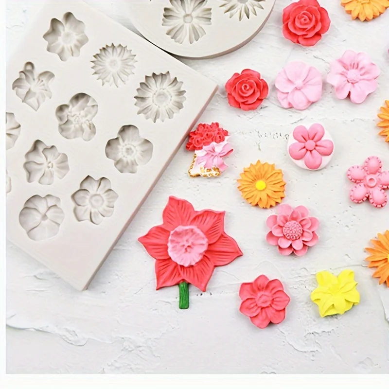 Sunflower rose flowers shape silicone mold cake DIY decoration chocolate 3D mould tools