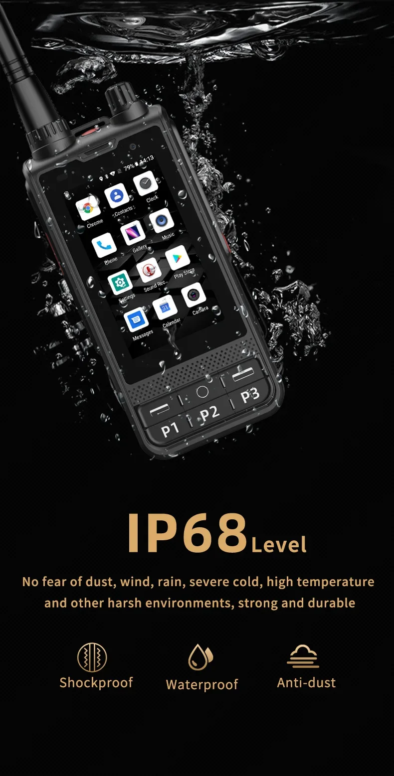 W6 Android 10 UHF 400-470 МГц рация IP68 4200 мАч 2 + 16G беспроводной домофон с рабочим радио Realptt Zello