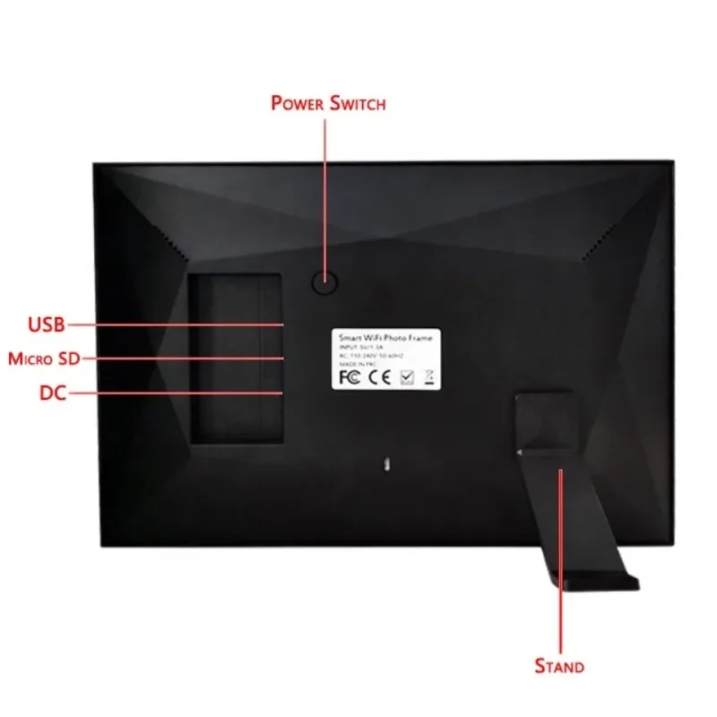 10.1-Inch WiFi digital photo frame with touchscreen display
