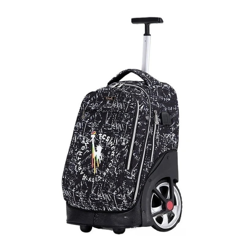 Nueva mochila grande con ruedas para estudiantes de secundaria de alta calidad, mochila escolar con ruedas con mango extensible y ruedas para escaleras