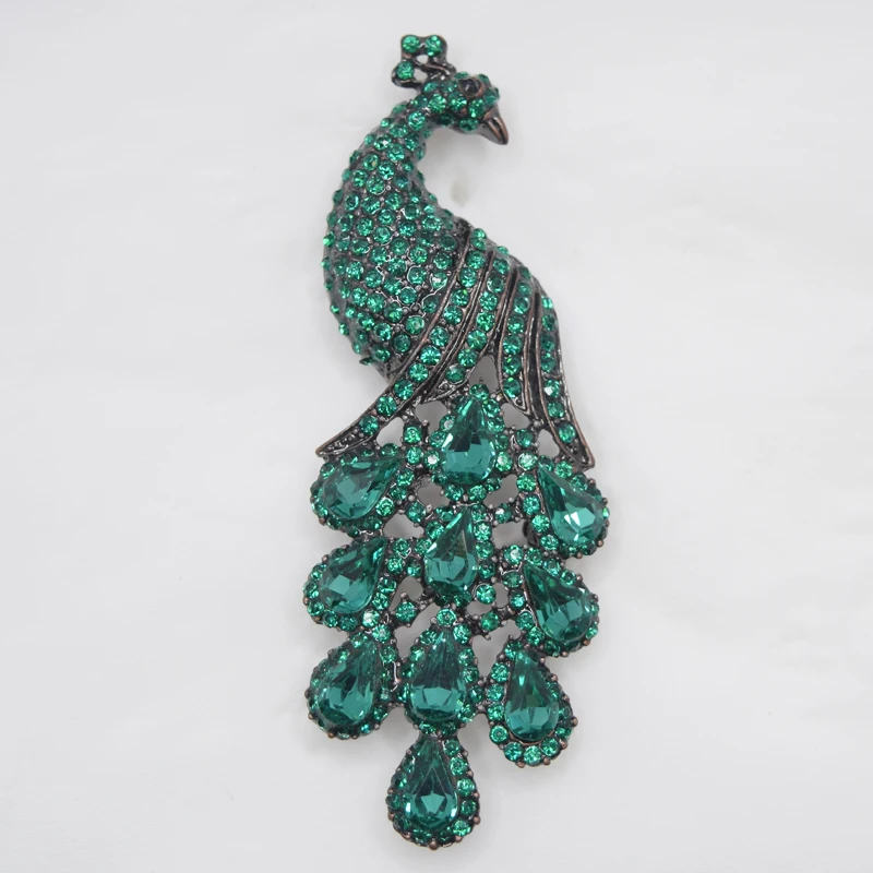 

12pcs/lot Wholesale Luxury pretty Rhinestone Peacock Pin brooches Wedding party prom jewelry gift Accessories C101250