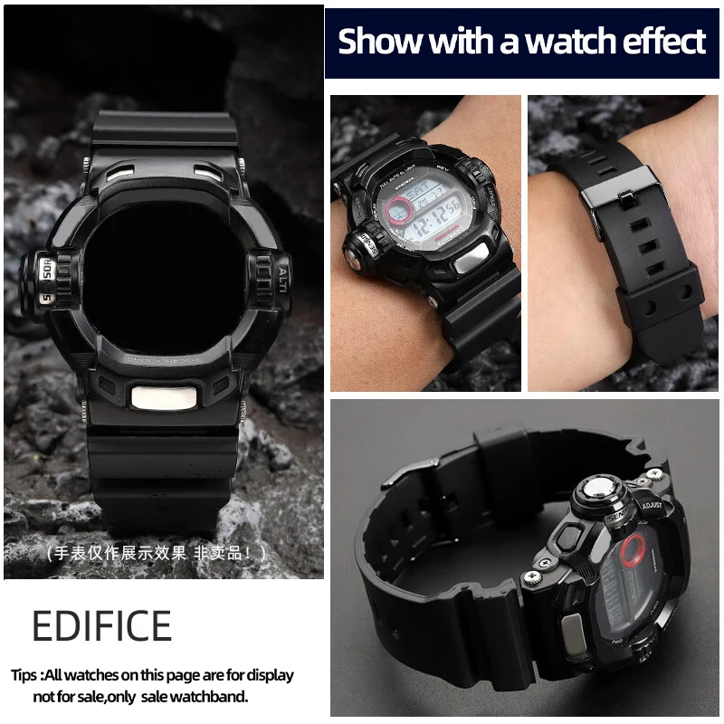 حزام ساعة جل السيليكا الأسود لساعة كاسيو جي شوك GW-9200 GW-9110 G-9200 حزام الساعات GW9200 GW9110 G9200 ملحقات ساعة رجالية مطاطية