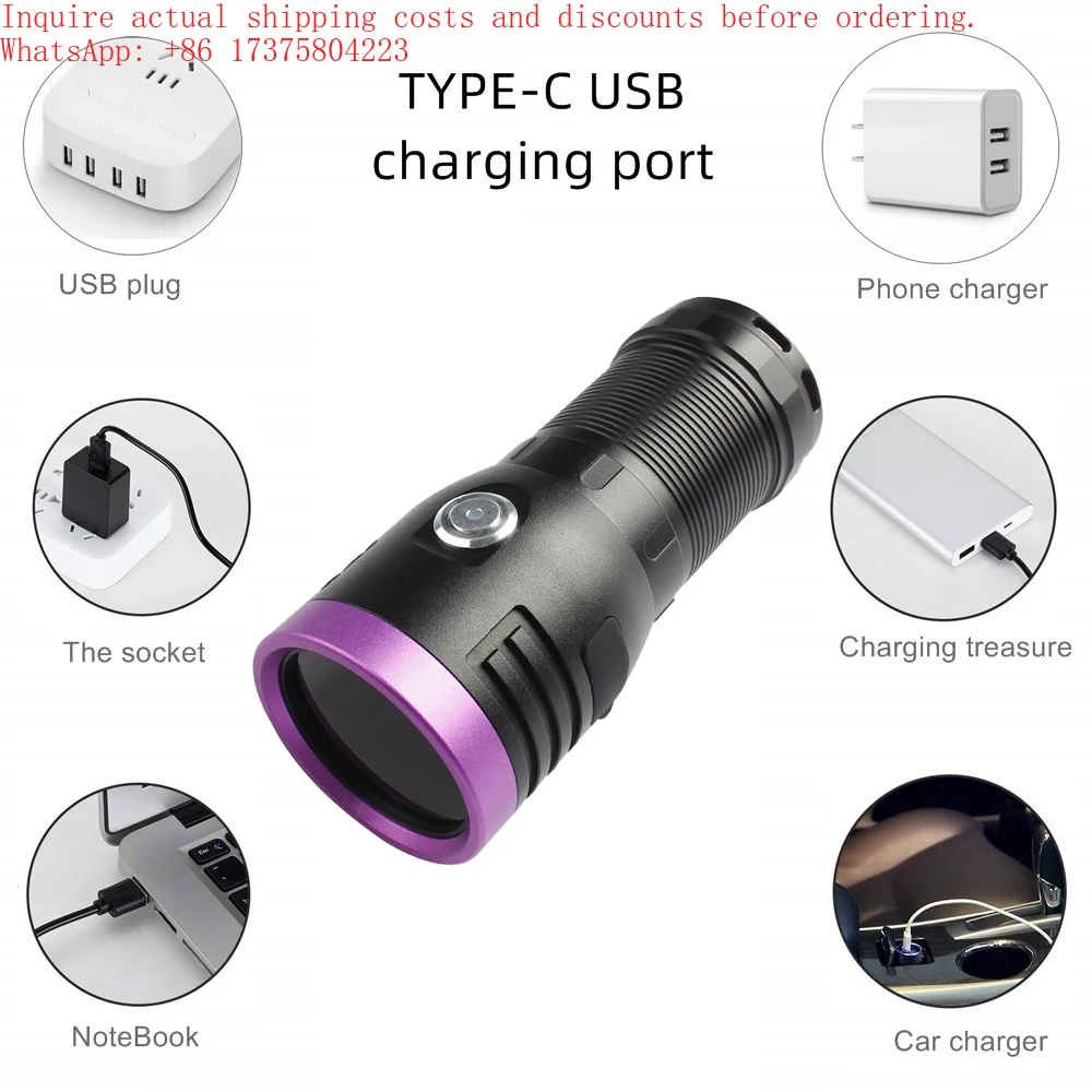 120 Watt 365nm UV Black Light LED Flashlight USB Rechargeable Ultraviolet Blacklight Torch for Car Painting Detection view 6