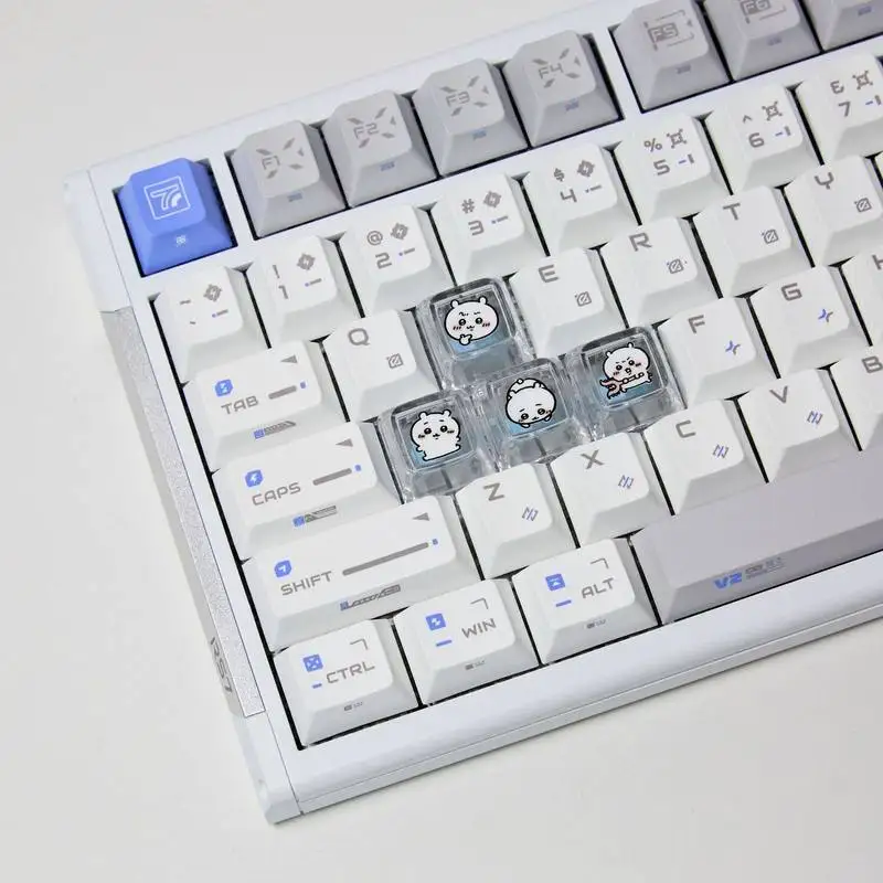 Chiikawa 4 Pcs Handmade Transparent Pc Backlit Personalized Keycaps For Mechanical Keyboard Gamers Custom Decorative Keycaps