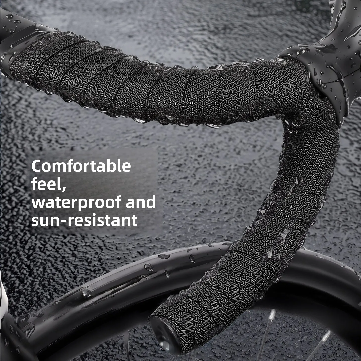 Road bike handlebars with anti slip handlebars wrapped in silicone three-dimensional straps, shock-absorbing riding accessories