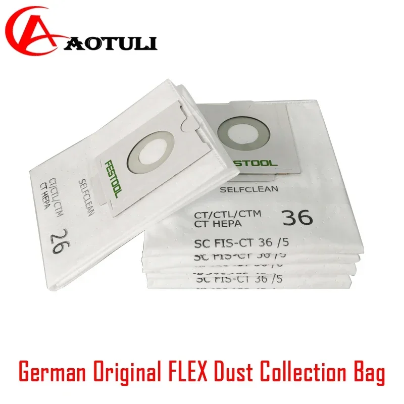 FESTOOL 496187 & 496186 dust collector bag Original for FESTOOL CT 26/36 Cloth Bag Disposable Filter Vacuum Cleaner Accessories