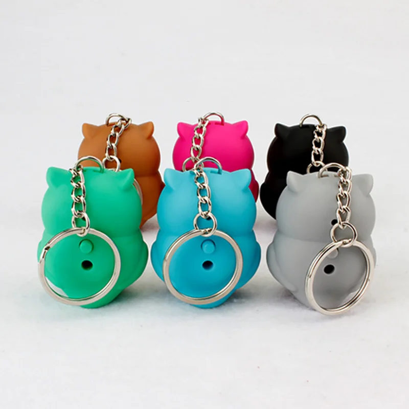 Led Owl Keychain For Women Men Cute Bag Pendant Cartoon Handbag Car Key Ring Sound Light Design Boy Girl Gift Action Figure Toy