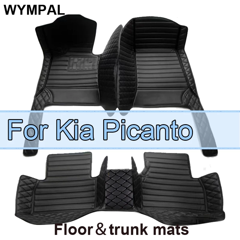 Car Mats Floor For Kia Picanto Morning Grand Eko Taxi JA 2017~2022 Waterproof Leather Mat Car Mats Tapis Voiture Car Accessories