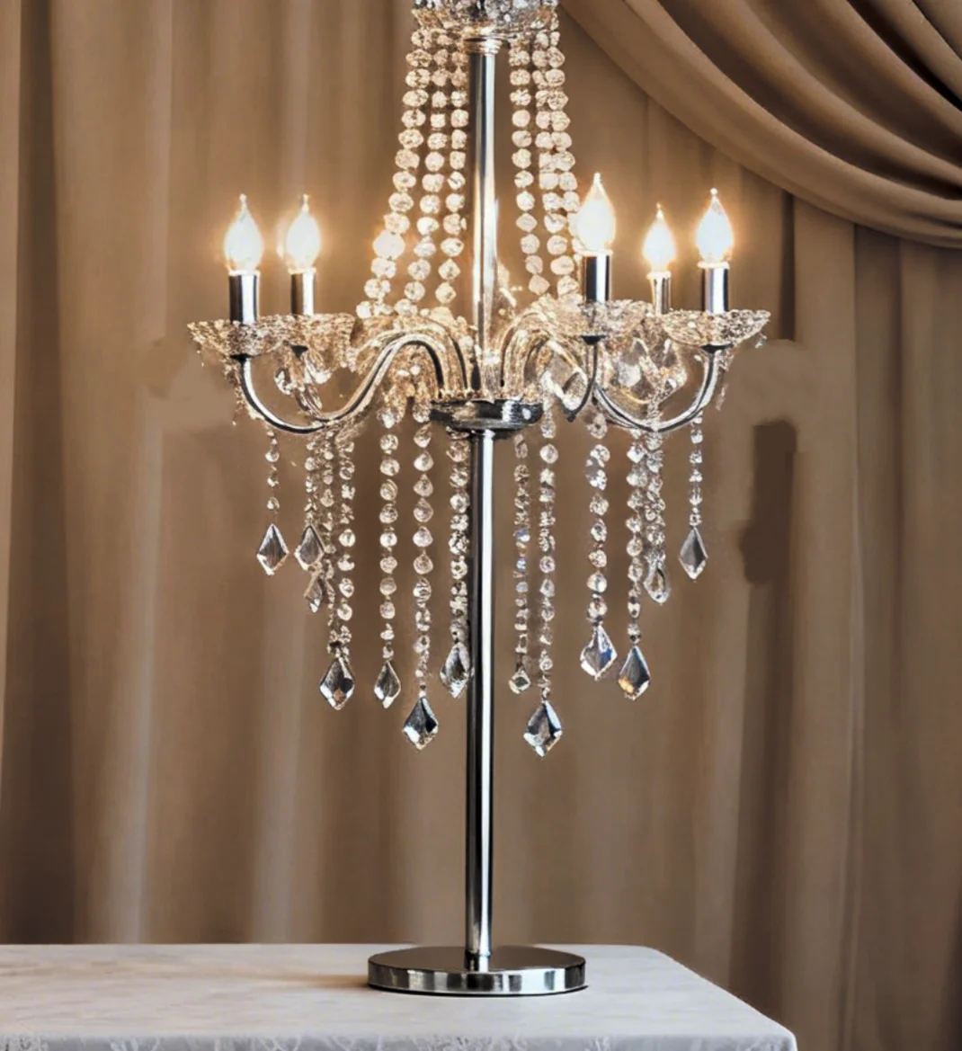 

100-120 см, 6 подвесок, свадебный банкетный стол, центральная акриловая хрустальная люстра, чайная подставка, украшение для вечеринки, мероприятия, стола