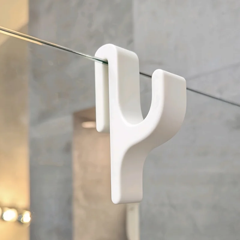 Set of 2Pcs White/2Pcs Black, Random Color, Shower Door Hooks, Frameless Glass Door Hooks Suitable for 8mm Thin Glass, Suitable for Robes, Pajamas, Bathrobes, Towels, Clothing, and Bathroom Accessories—No Drilling Required, Easy to Install, Towel Rack, Bathrobe Hook, Simple Design, Modern Bathroom Accessories, Sturdy Structure, Lightweight Hook, Wall-Mounted Hook, Home Storage, a Must-Have for Apartment Residents