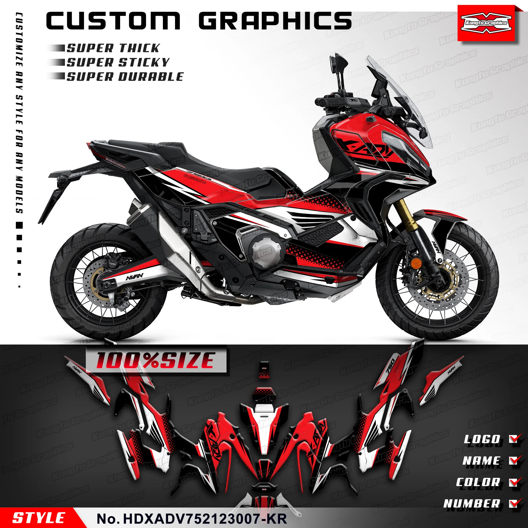 

KUNGFU GRAPHICS Adhesive Decals Wrapping for Honda X-ADV 750 2021 2022 2023, HDXADV752123007-KR