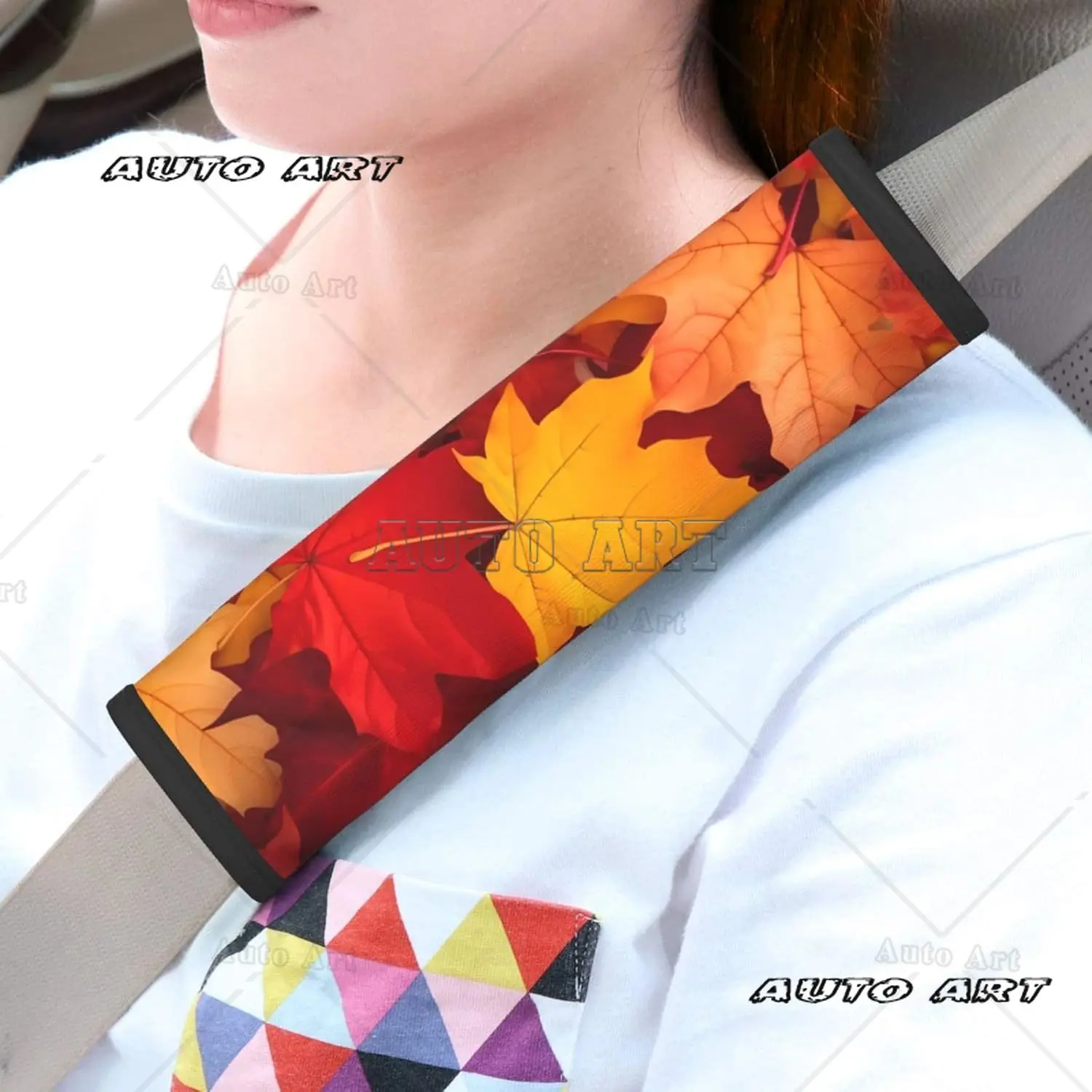 Autumn Leaves Print Seatbelt Pads Fits Cars Trucks SUV Sedans Sweat Absorption Car Seatbelt Strap Cover Fall Auto Accessories