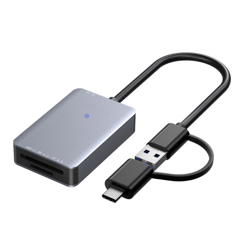 SD4.0 Card Reader, 2 in 1 USB&Type-C Memory Card Reader for SD4.0/MicroSD4.0 Supporting UHS and UHS