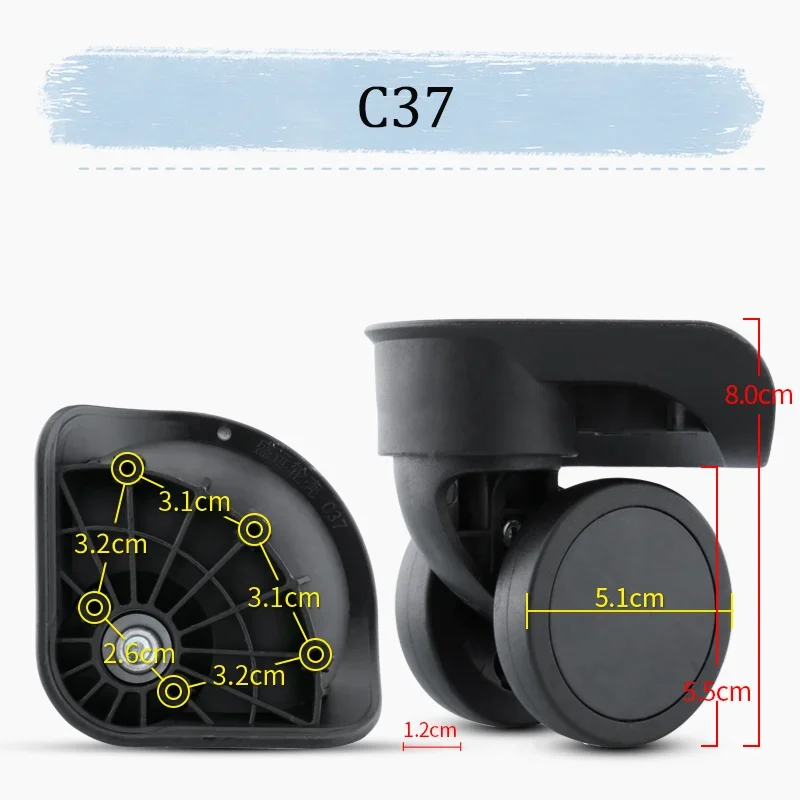 For Shengyuan C37 Universal Wheel Replacement Suitcase Rotating Smooth Silent Shock Absorbing Wheel Accessories Wheels Casters