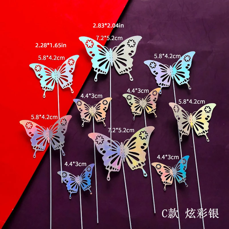 10PCS 3D Schmetterling Kuchen Topper Set Gold Silber Geburtstag Party Dekorationen für Cupcakes DIY Wandbehang Dekor Schmetterling Thema – Detail 11