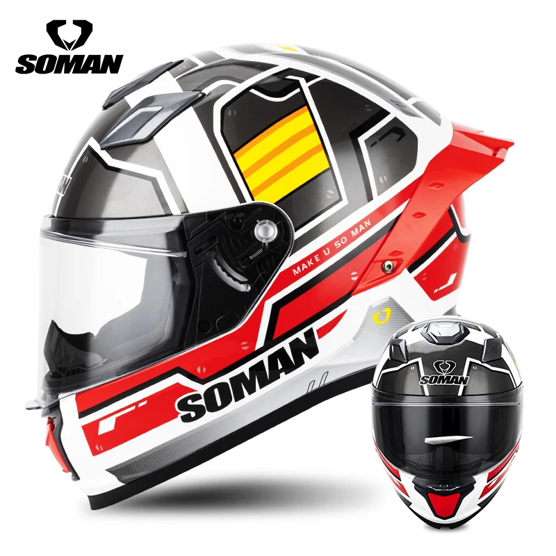 

Soman F1 Full Face Helmet DOT Approved High Speed Quiet Motorcycle Helmet Road Riding Capacetes Cascos Moto Women Men's Helmets