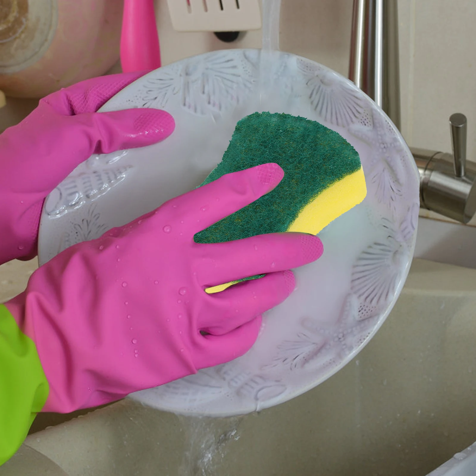 

24pcs Thickened Dishwashing Reusable Kitchen Scrub Sponge Multi Use Wok Scrubber Strong Cleaning Sponge for Washing