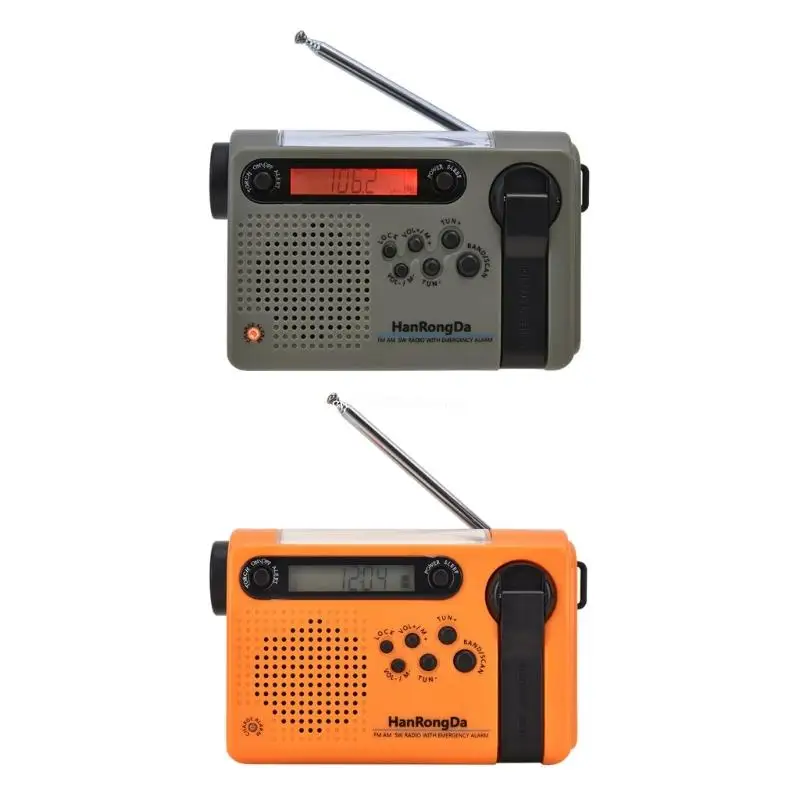 Hand Crank Full Band Solar Powered AM/FM/SW Weather Radio Emergency LED Flashlight Lamp Power Bank Outdoor Survival