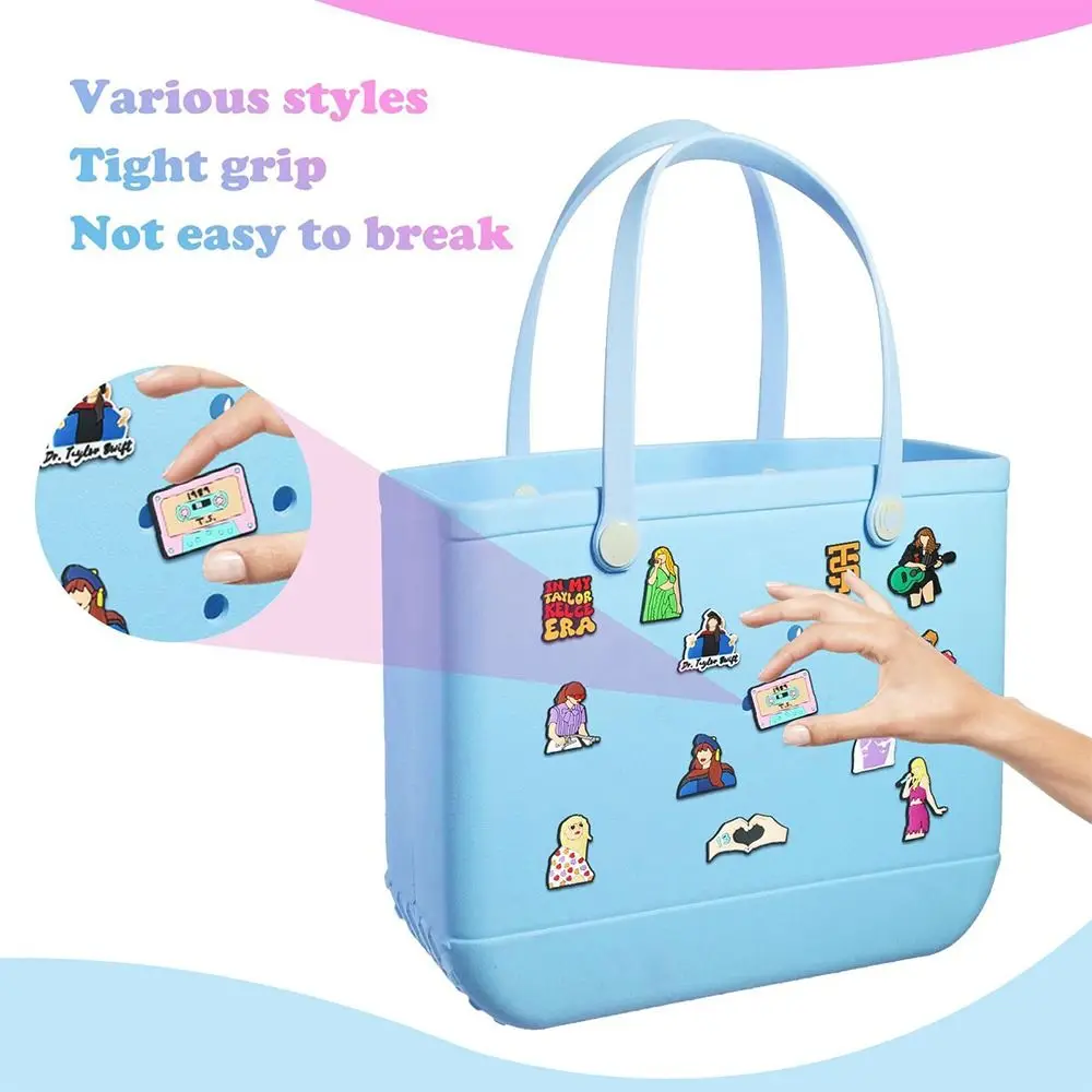 6/13PCS Colorful Charms for Bogg Bags DIY Handbag Beach Bag Accessories Charms Rubber Beach Bag Singer for Bogg Bag