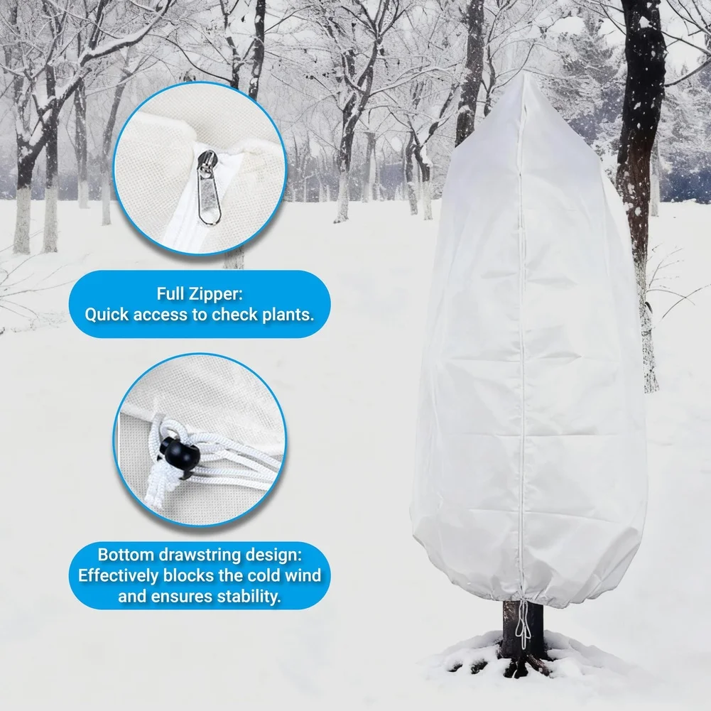 Nonwoven Plant Frost Cover with Full Zipper and Bottom Drawstring for Breathable Stable and Efficient Cold Weather Protection
