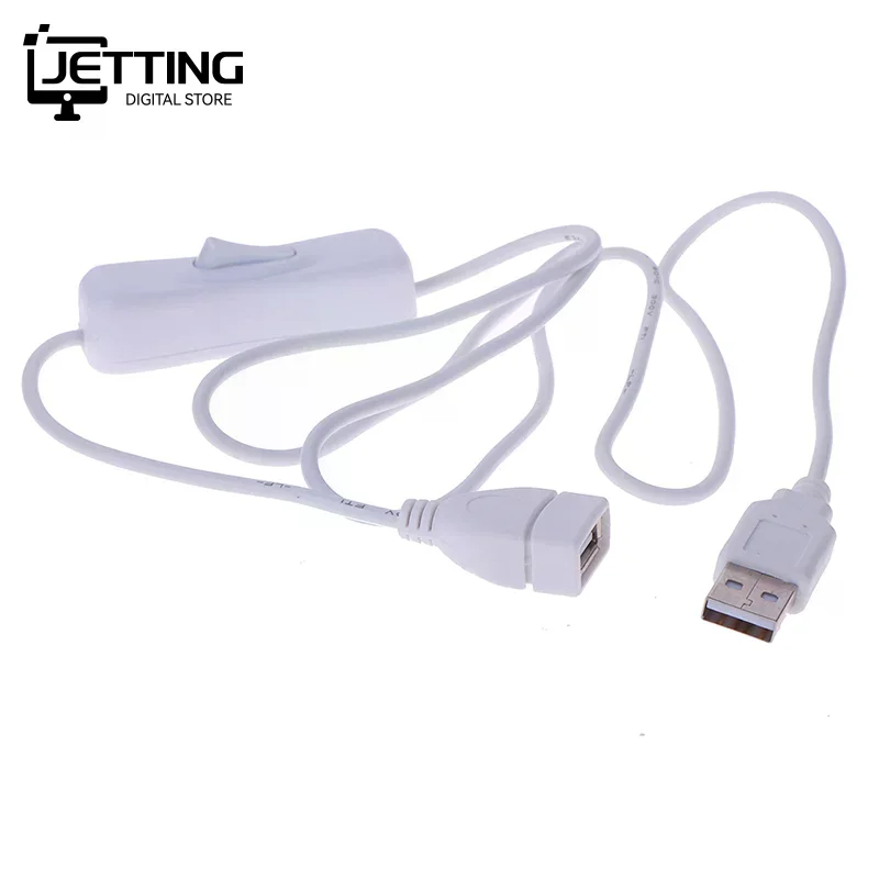 1Pc 1m USB Cable Extension Cord With Switch ON/OFF Cable Extension USB 2.0 A Male to A Female Extension Extender Cable White
