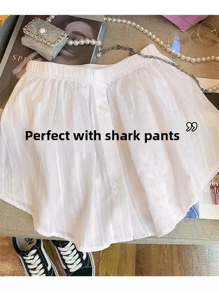Women's Sharkskin Sweatshirt High Waist A-Line Skirt Casual Commute Style Micro Elastic Fabric Korean Version Half Body Skirt