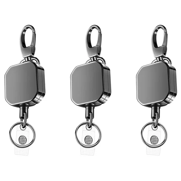 

HOT 3PCS Heavy Duty Metal Retractable Carabiner Keychain Belt Badge Reels Clip 28.3Inch Reinforced Steel Wire Cord Best Seller