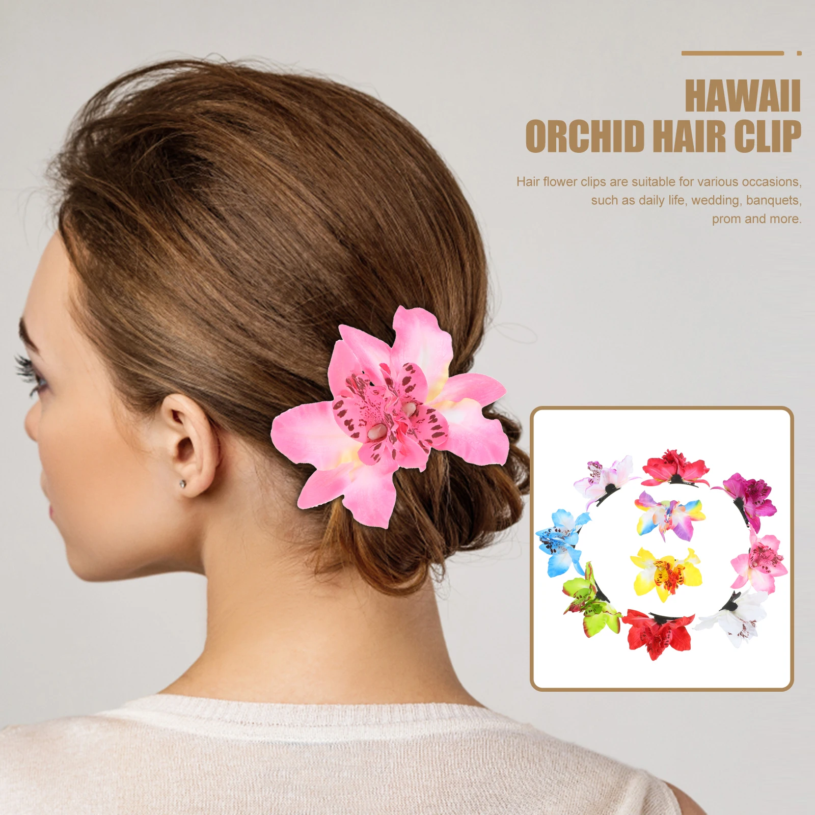 

20 pcs Hawaiian Orchid Hair Clips Decorative Flower Accessories Women Girls Wedding Prom Bohemian Summer Hair Flowers Barrettes