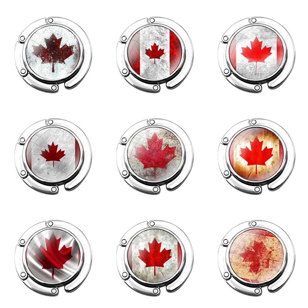 Foldable Purse Hook for Women's  Table Handbag Storage Folding Decor Table Hook Canadian Flag