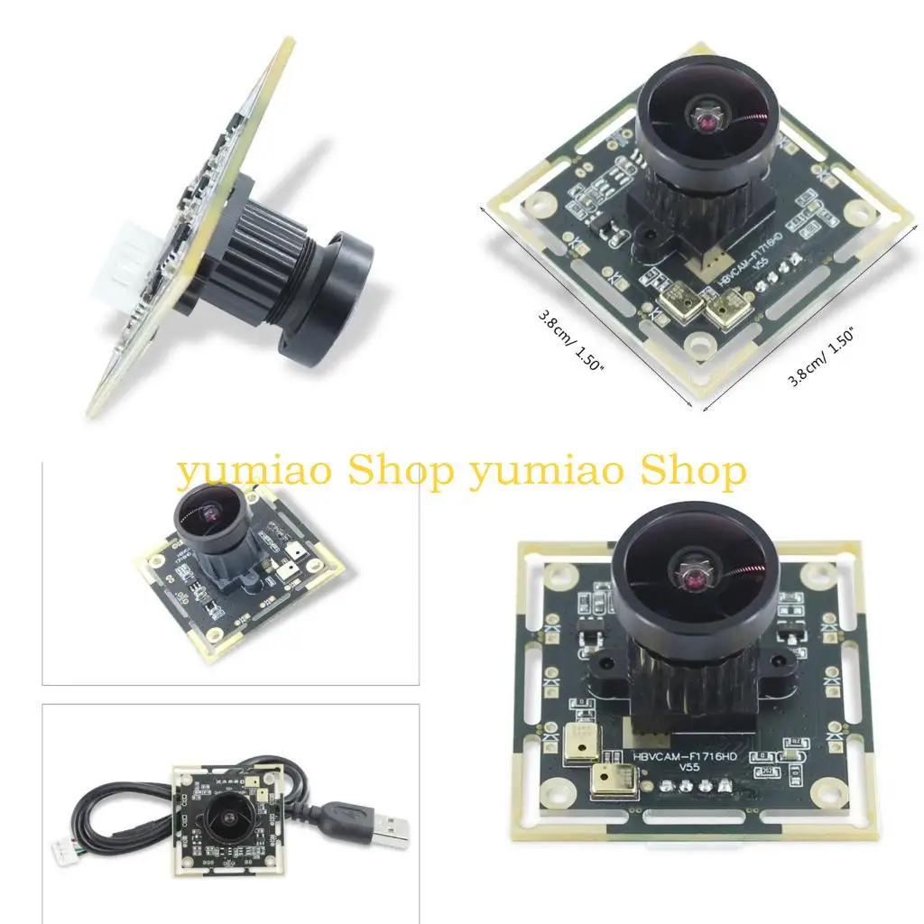 

587B USB Camera Module Board 1080P 2MP 130-Degree Wide View Lens Manual-focus for Face Recognition Projects