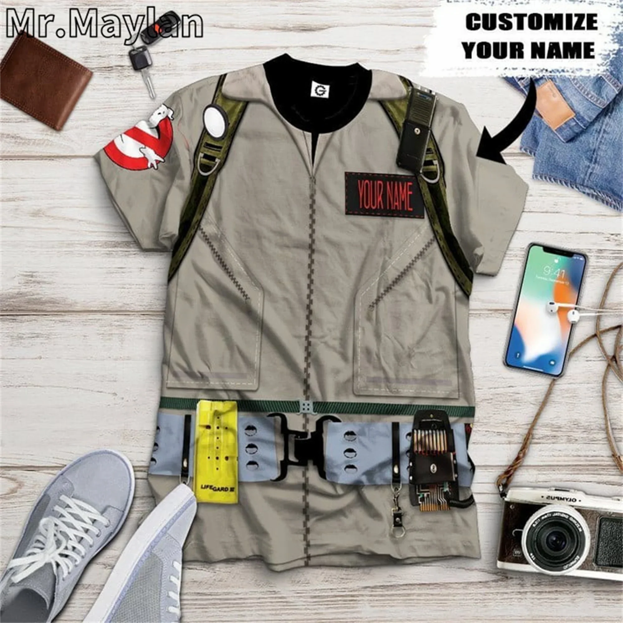 Cosplay Ghostbusters Costume T-shirt 3D Printed Men's T-shirt Harajuku Fashion Short-sleeved Crewneck T-shirt Summer Street Wear