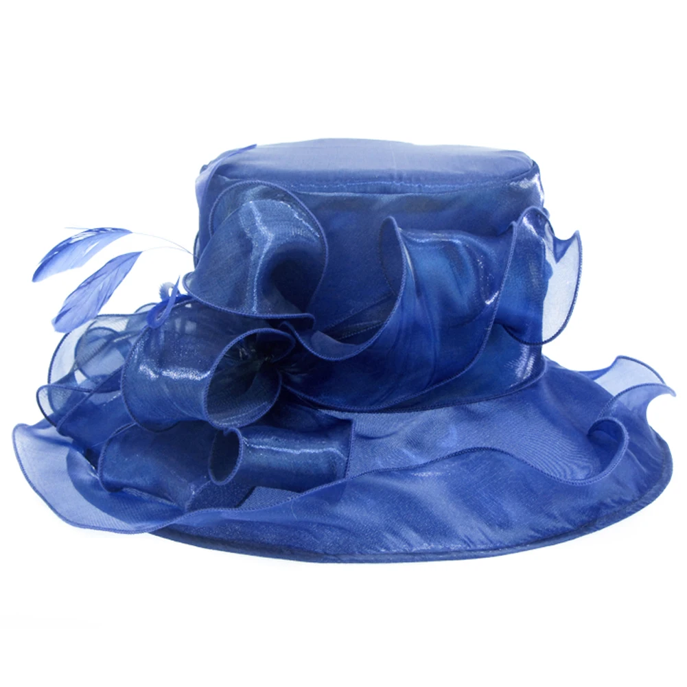 Special Shiny Organza and Feather Ladies Church Hat Dress Hat Summer Hat for Lady S10-3083