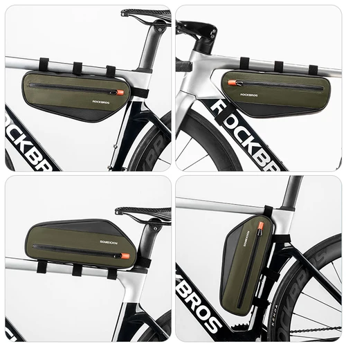 Imagen 2 del producto ROCKBROS-bolsa para tubo de cuadro de bicicleta, reflectante, 1,7 L, bolsa para tubo inferior superior, bolsa para marco, gran capacidad, alforja portátil para ciclismo de montaña
