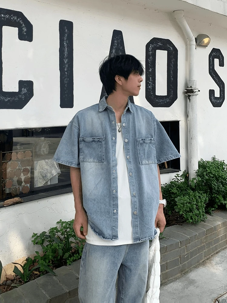 

Голубые мужские джинсы, свободные широкие брюки прямого кроя, удобные длинные брюки из смеси хлопка и полиэстера